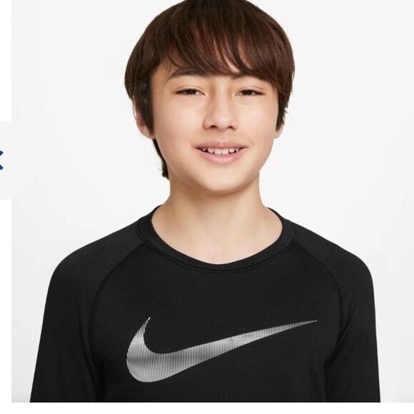 Nike Boys Pro Warm Standard-Fit Logo-Print
Long-Sleeve T-Shirt - Black/white - Picture 9 of 13